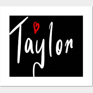Taylor girls name woman’s first name in white cursive calligraphy personalised personalized customized name Gift for Taylor Posters and Art